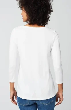J.Jill Pima 3/4-Sleeve V-Neck Tee | Jjill-Women Tops & Tees
