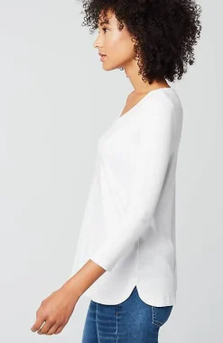 J.Jill Pima 3/4-Sleeve V-Neck Tee | Jjill-Women Tops & Tees