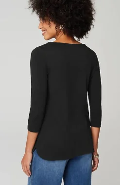 J.Jill Pima 3/4-Sleeve V-Neck Tee | Jjill-Women Tops & Tees