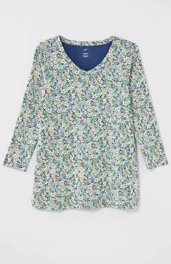 J.Jill Pima 3/4-Sleeve V-Neck Tee | Jjill-Women Tops & Tees