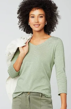 J.Jill Pima 3/4-Sleeve V-Neck Tee | Jjill-Women Tops & Tees