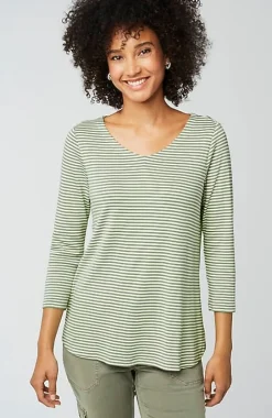 J.Jill Pima 3/4-Sleeve V-Neck Tee | Jjill-Women Tops & Tees