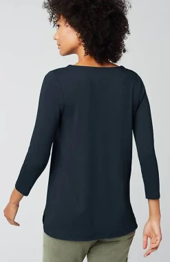 J.Jill Pima 3/4-Sleeve V-Neck Tee | Jjill-Women Tops & Tees