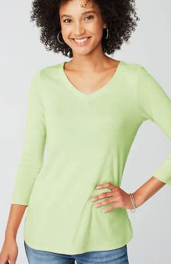 J.Jill Pima 3/4-Sleeve V-Neck Tee | Jjill-Women Tops & Tees