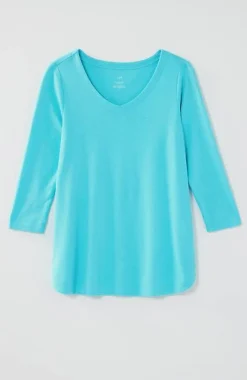 J.Jill Pima 3/4-Sleeve V-Neck Tee | Jjill-Women Tops & Tees