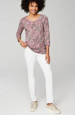 J.Jill Pima 3/4-Sleeve V-Neck Tee | Jjill-Women Tops & Tees