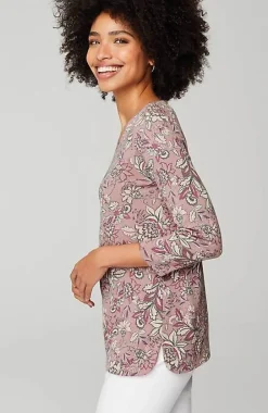 J.Jill Pima 3/4-Sleeve V-Neck Tee | Jjill-Women Tops & Tees