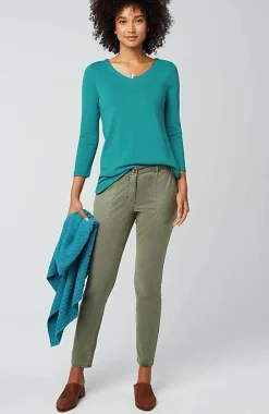 J.Jill Pima 3/4-Sleeve V-Neck Tee | Jjill-Women Tops & Tees
