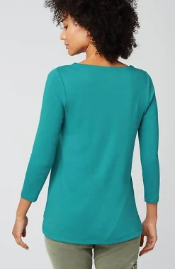 J.Jill Pima 3/4-Sleeve V-Neck Tee | Jjill-Women Tops & Tees