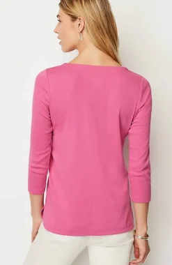 J.Jill Pima 3/4-Sleeve V-Neck Tee | Jjill-Women Tops & Tees