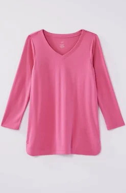 J.Jill Pima 3/4-Sleeve V-Neck Tee | Jjill-Women Tops & Tees
