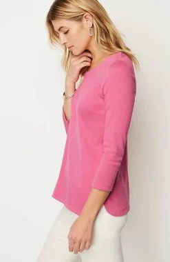 J.Jill Pima 3/4-Sleeve V-Neck Tee | Jjill-Women Tops & Tees