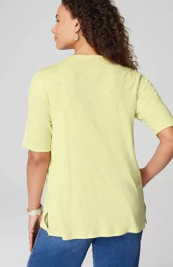 J.Jill Pima-Slub Scoop-Neck Side-Slit Tee | Jjill-Women Tops & Tees