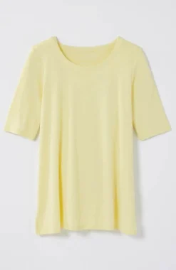 J.Jill Pima-Slub Scoop-Neck Side-Slit Tee | Jjill-Women Tops & Tees