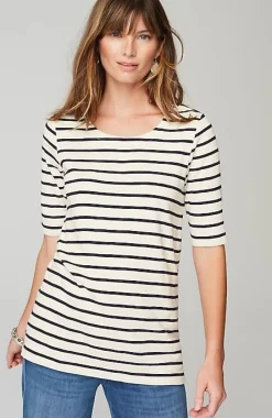J.Jill Pima-Slub Scoop-Neck Side-Slit Tee | Jjill-Women Tops & Tees