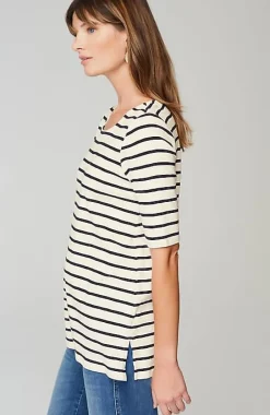 J.Jill Pima-Slub Scoop-Neck Side-Slit Tee | Jjill-Women Tops & Tees