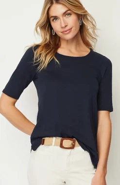 J.Jill Pima-Slub Scoop-Neck Side-Slit Tee | Jjill-Women Tops & Tees