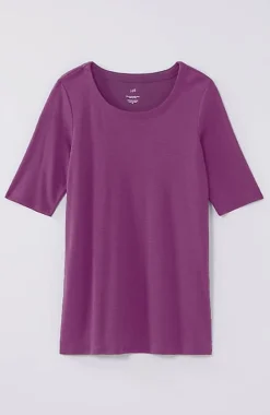J.Jill Pima-Slub Scoop-Neck Side-Slit Tee | Jjill-Women Tops & Tees
