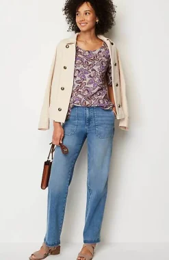 J.Jill Pima-Slub Scoop-Neck Side-Slit Tee | Jjill-Women Tops & Tees