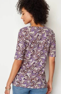 J.Jill Pima-Slub Scoop-Neck Side-Slit Tee | Jjill-Women Tops & Tees