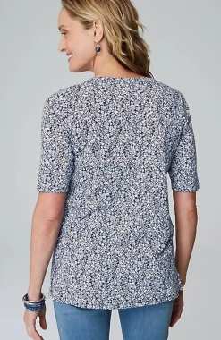 J.Jill Pima-Slub Scoop-Neck Side-Slit Tee | Jjill-Women Tops & Tees