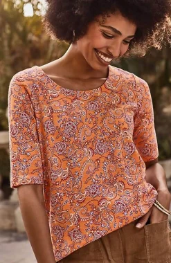 J.Jill Pima-Slub Scoop-Neck Side-Slit Tee | Jjill-Women Tops & Tees