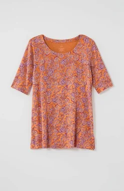 J.Jill Pima-Slub Scoop-Neck Side-Slit Tee | Jjill-Women Tops & Tees
