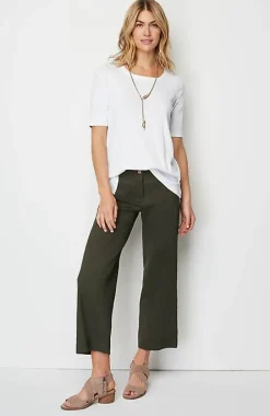 J.Jill Pima-Slub Scoop-Neck Side-Slit Tee | Jjill-Women Tops & Tees