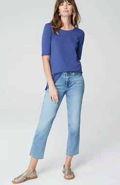 J.Jill Pima-Slub Scoop-Neck Side-Slit Tee | Jjill-Women Tops & Tees