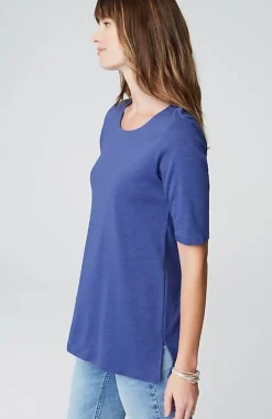J.Jill Pima-Slub Scoop-Neck Side-Slit Tee | Jjill-Women Tops & Tees