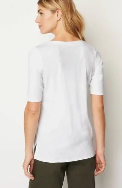J.Jill Pima-Slub Scoop-Neck Side-Slit Tee | Jjill-Women Tops & Tees