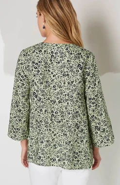 J.Jill Pintucked Printed Linen Popover | Jjill-Women Shirts & Blouses