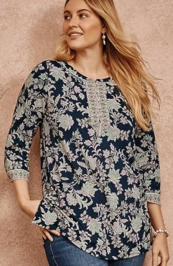 J.Jill Piped Paisley Tunic | Jjill-Women Tops & Tees