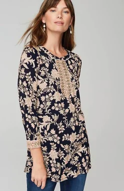 J.Jill Piped Paisley Tunic | Jjill-Women Tops & Tees