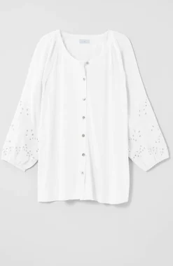 J.Jill Placed-Eyelet Mixed-Media Top | Jjill-Women Tops & Tees