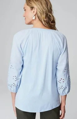 J.Jill Placed-Eyelet Mixed-Media Top | Jjill-Women Tops & Tees
