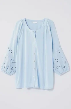 J.Jill Placed-Eyelet Mixed-Media Top | Jjill-Women Tops & Tees