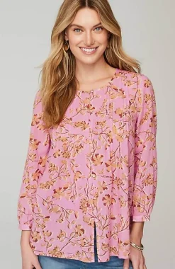 J.Jill Printed A-Line Pintucked Top | Jjill-Women Shirts & Blouses