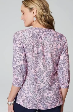 J.Jill Printed Linen Pintucked Popover | Jjill-Women Shirts & Blouses