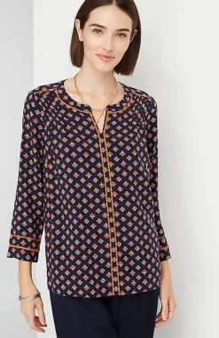 J.Jill Printed U0026 Embroidered V-Neck Top | Jjill-Women Shirts & Blouses