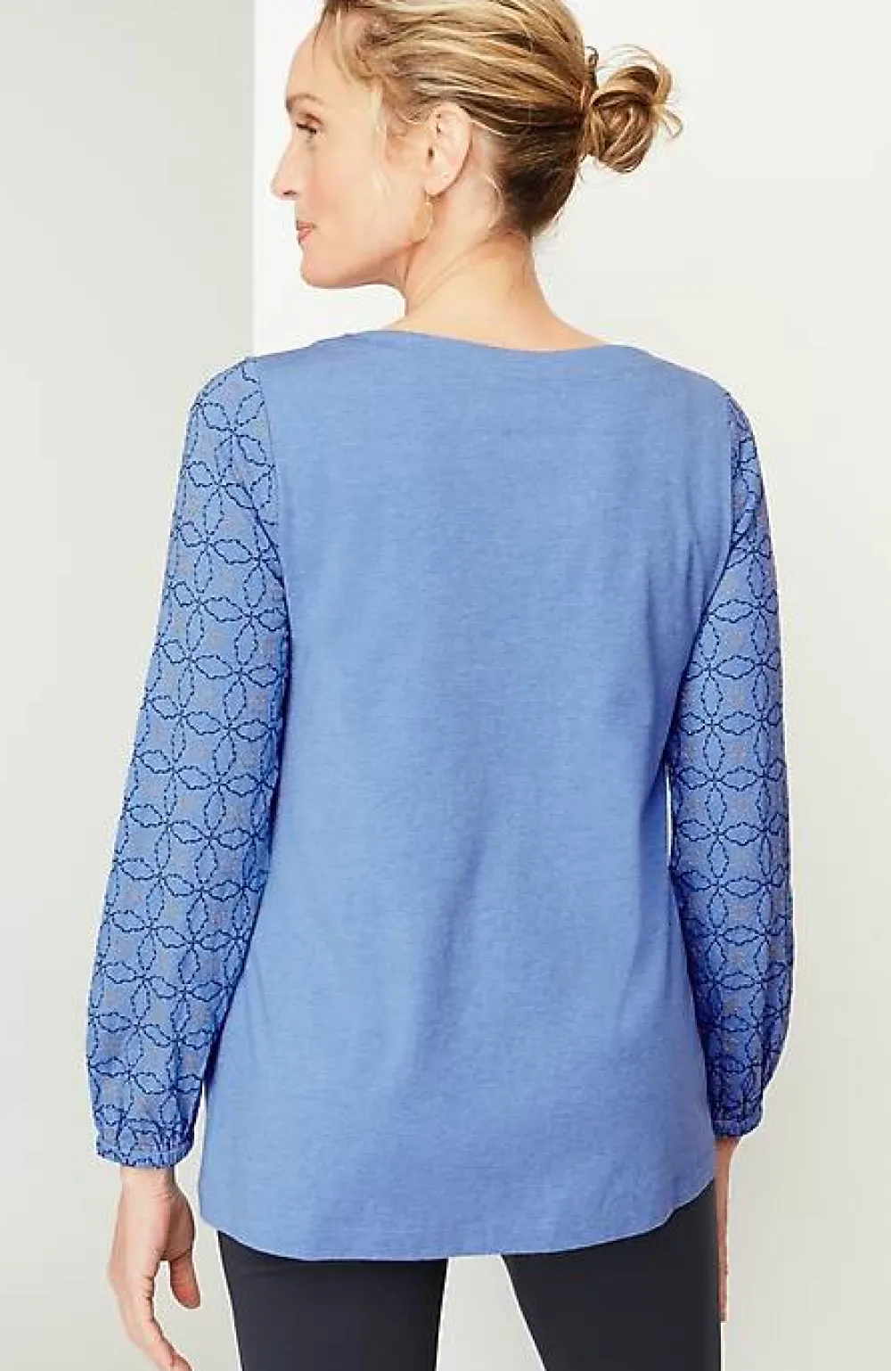 J.Jill Pure Jill Embroidered-Sleeve Boat-Neck Top | Jjill-Women Tops & Tees