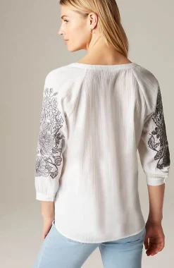 J.Jill Pure Jill Embroidered-Sleeve Crinkled Top | Jjill-Women Shirts & Blouses