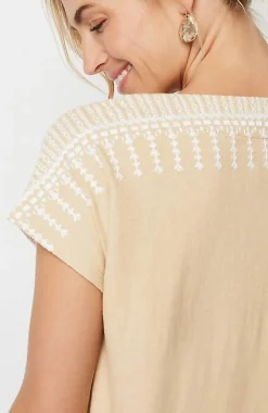 J.Jill Pure Jill Embroidered Split-Neck Tee | Jjill-Women Tops & Tees