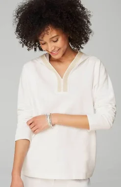 J.Jill Pure Jill French Terry Embroidered-Hood Pullover | Jjill-Women Tops & Tees