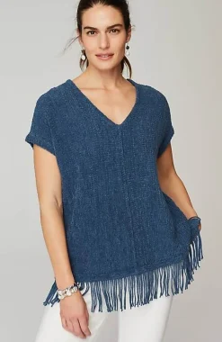 J.Jill Pure Jill Fringed-Hem V-Neck Sweater | Jjill-Women Sweaters
