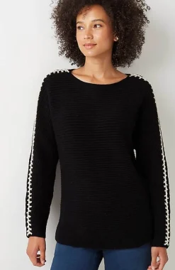 J.Jill Pure Jill Hand-Stitched Details Boat-Neck Sweater | Jjill-Women Sweaters