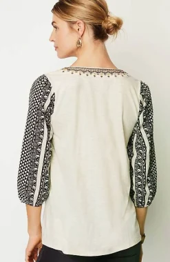 J.Jill Pure Jill Mixed-Media Embroidered Top | Jjill-Women Tops & Tees