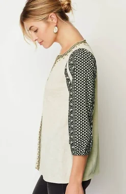 J.Jill Pure Jill Mixed-Media Embroidered Top | Jjill-Women Tops & Tees