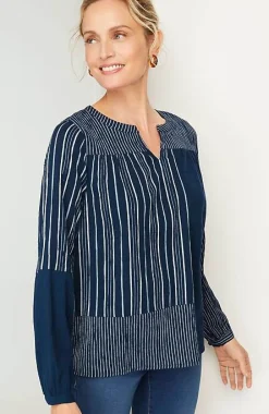 J.Jill Pure Jill Mixed-Stripes Crinkle Top | Jjill-Women Shirts & Blouses