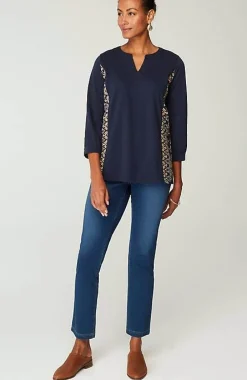 J.Jill Pure Jill Placed-Embroidery Jersey Top | Jjill-Women Tops & Tees